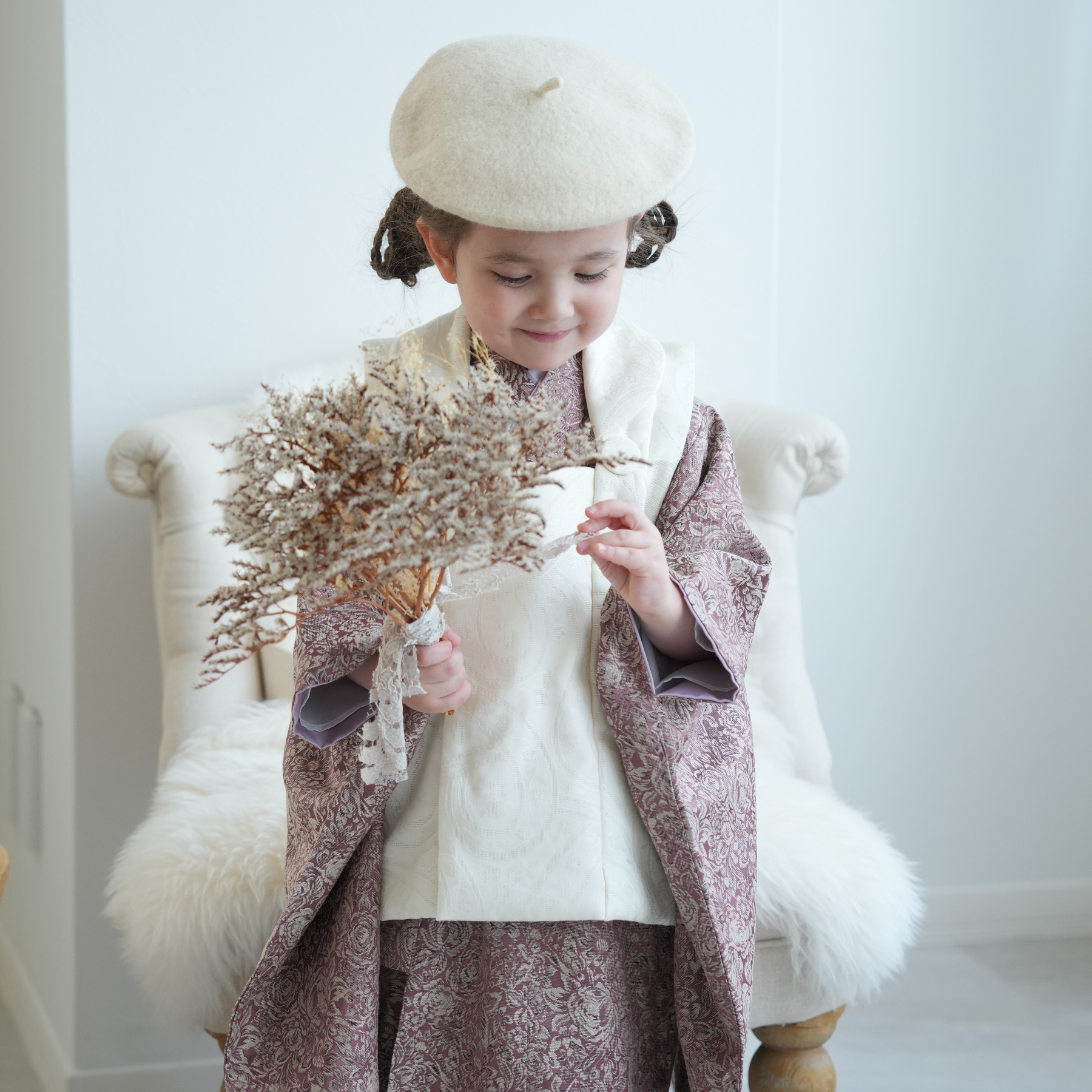 キャサリンコテージ 七五三 着物 被布 ブーツ ベレー帽 セット 3歳 女