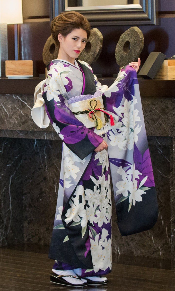 高級正絹 振袖レンタル 送料無料 FS-801 紫系 振袖 成人式 レンタル