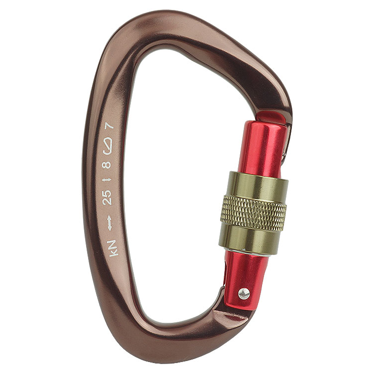 カラビナ 25kN D型 スクリューロック 安全環 7075 アルミニウム合金