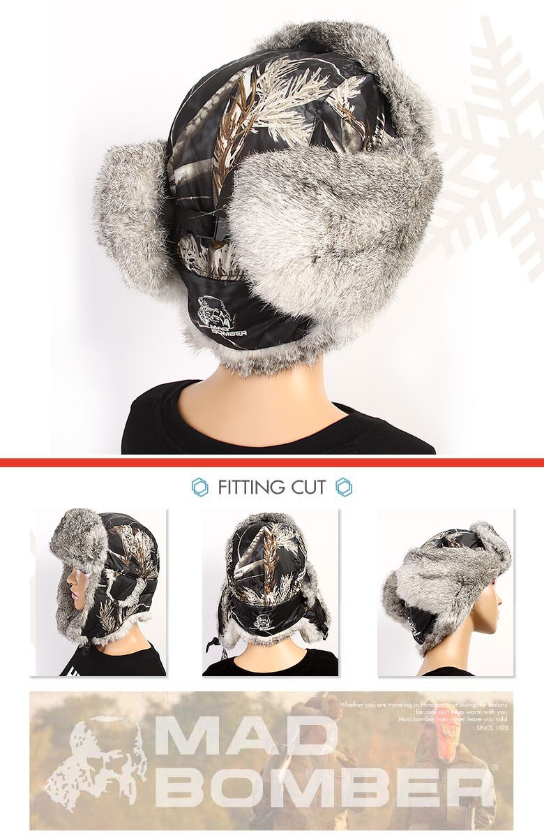 304RSBLK ロシア ハット ラビットファー100％ 帽子 スキー ボンバー
