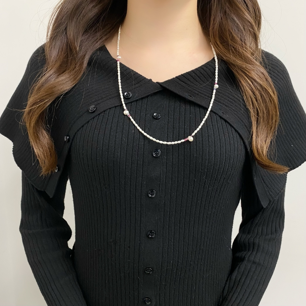 2wayパールメガネチェーン ネックレス 淡水真珠 ベビーパール 白