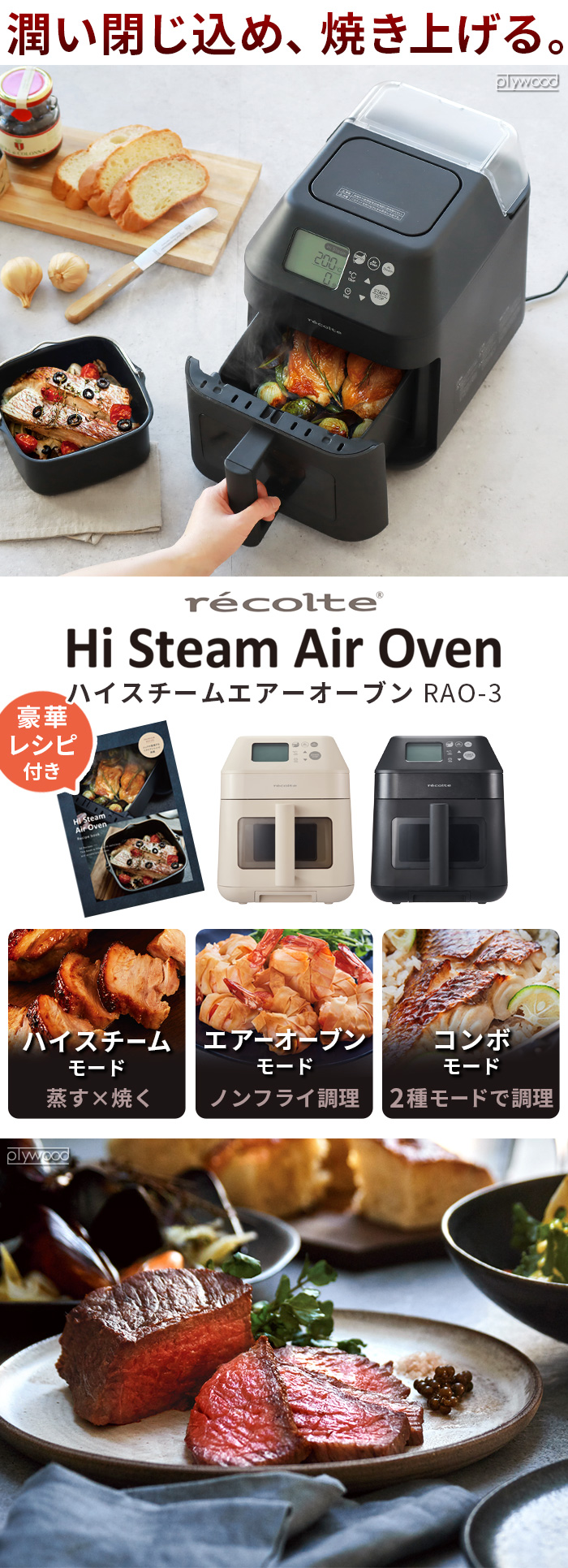 recolte ハイスチームエアーオーブン レコルト Hi Steam Air Oven RAO