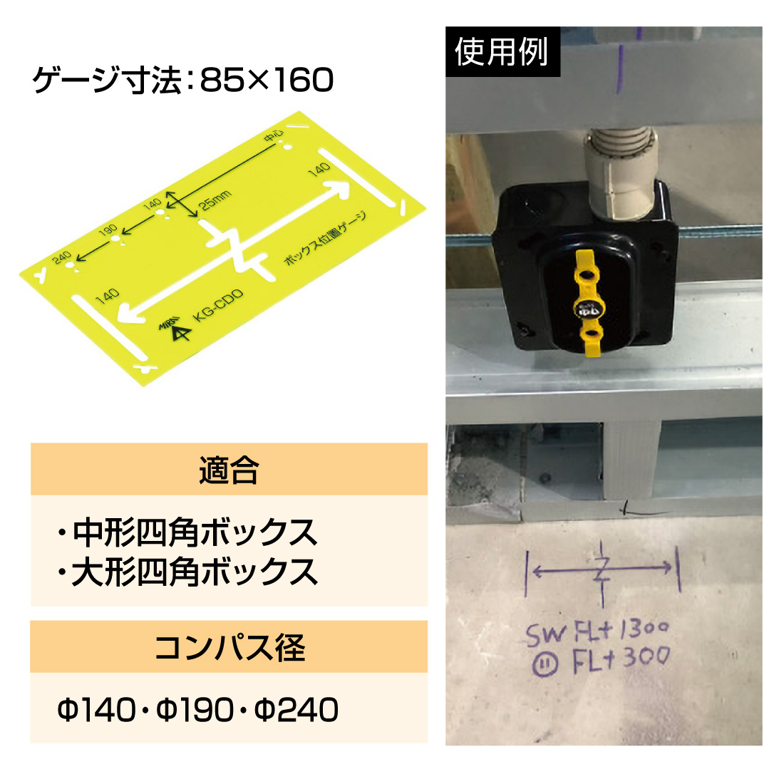 取寄品) KG-CDO ボックス位置ゲージ け書きゲージ 未来工業 mirai 爆買