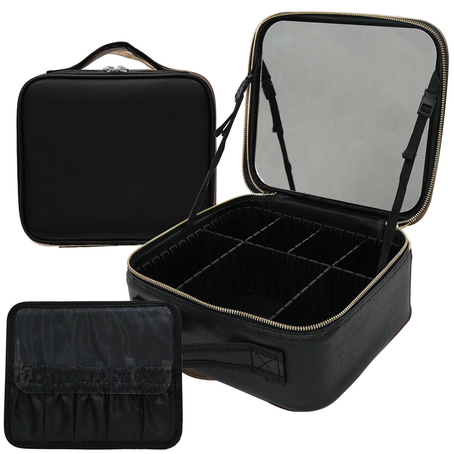 コスメボックス メイクボックス 鏡付き ミラー付き 大容量 大きめ