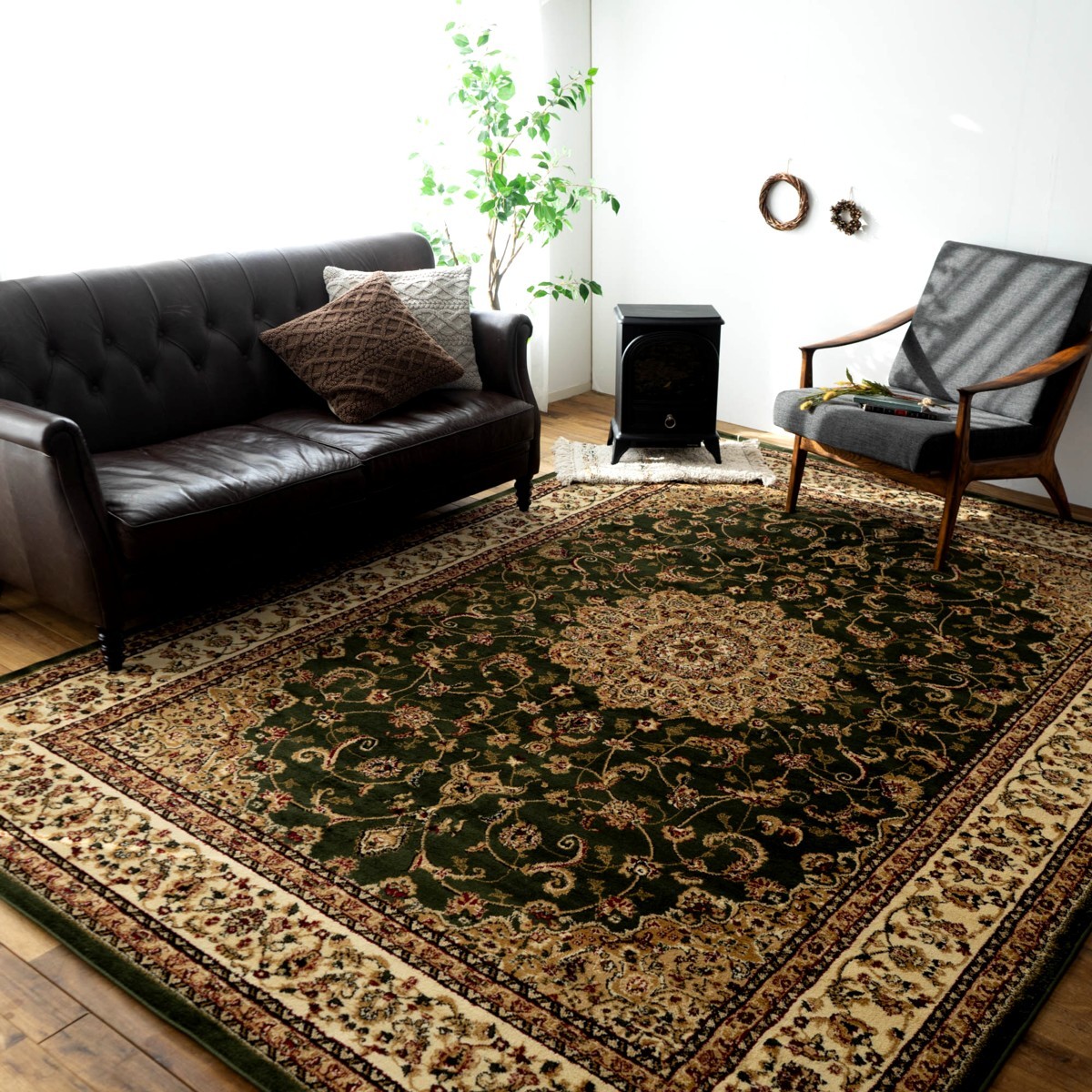 サヤンサヤン 絨毯 8畳 用 カーペット 340×340cm トルコ製 ウィルトン