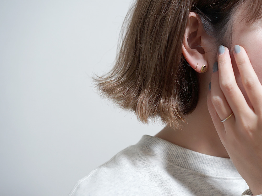 K18 ピエール ピアス 地金 ロック ストーン クラフト K18ピアス 18k 18