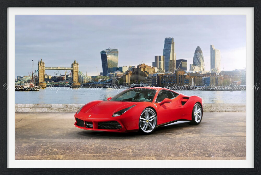 絵画風 壁紙ポスター (はがせるシール式) フェラーリ 488GTB 赤 タワー