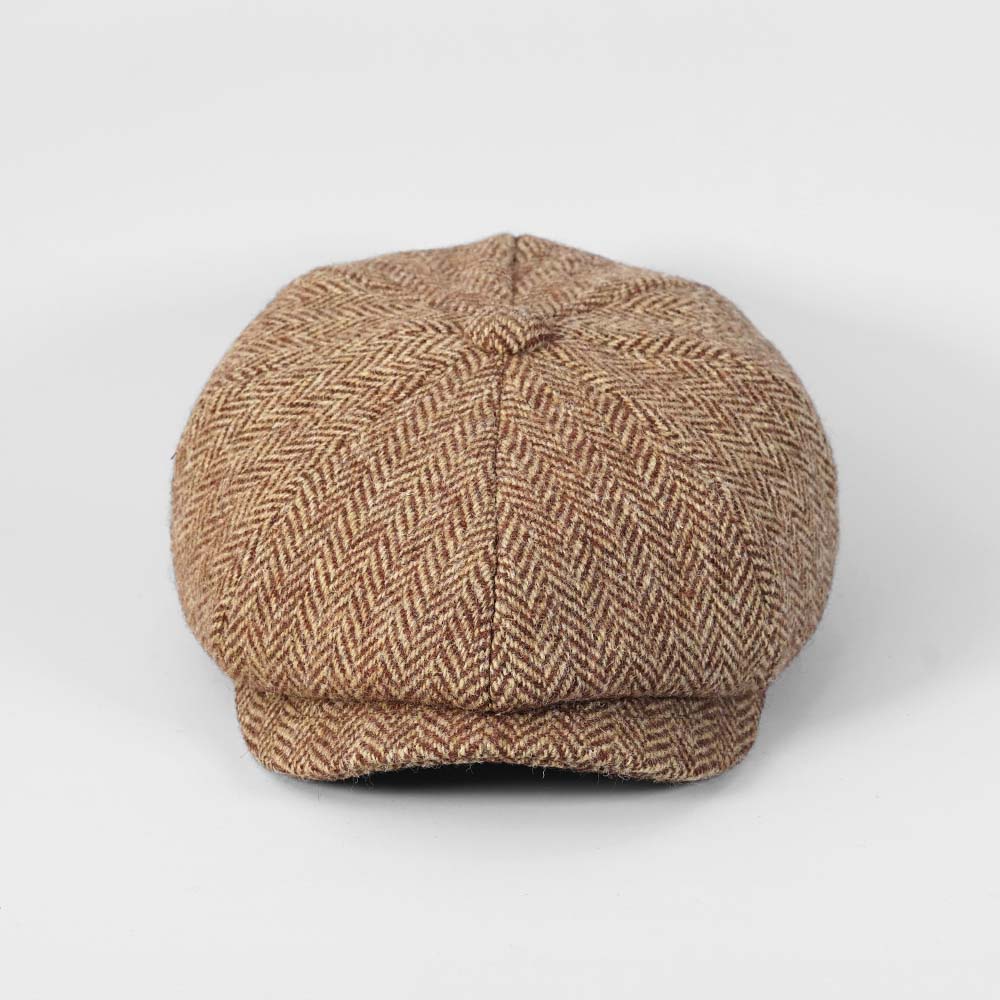 ハリスツイード使用ヘリンボーンハンチングキャスケットメンズ調整可 S