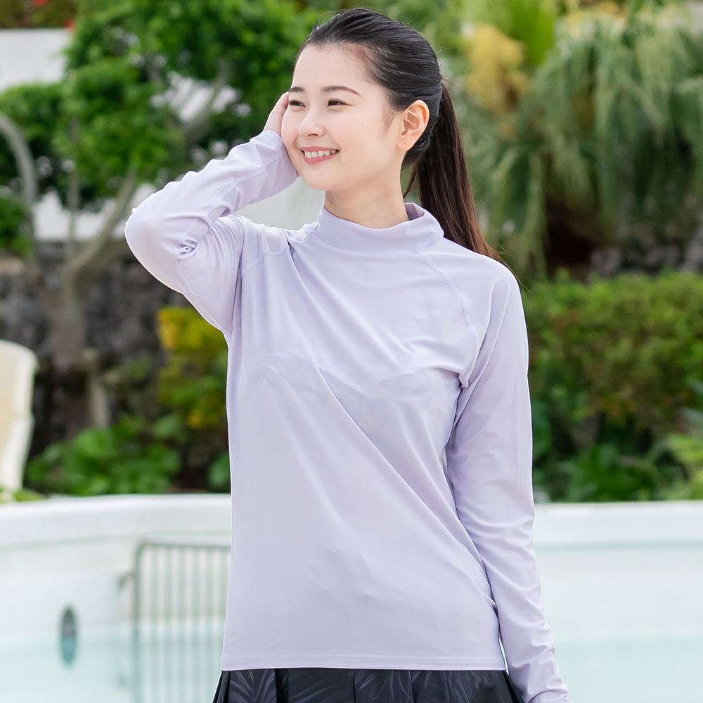 ラッシュガード ユニセックス 長袖Tシャツ 立ち襟 水着 レディース