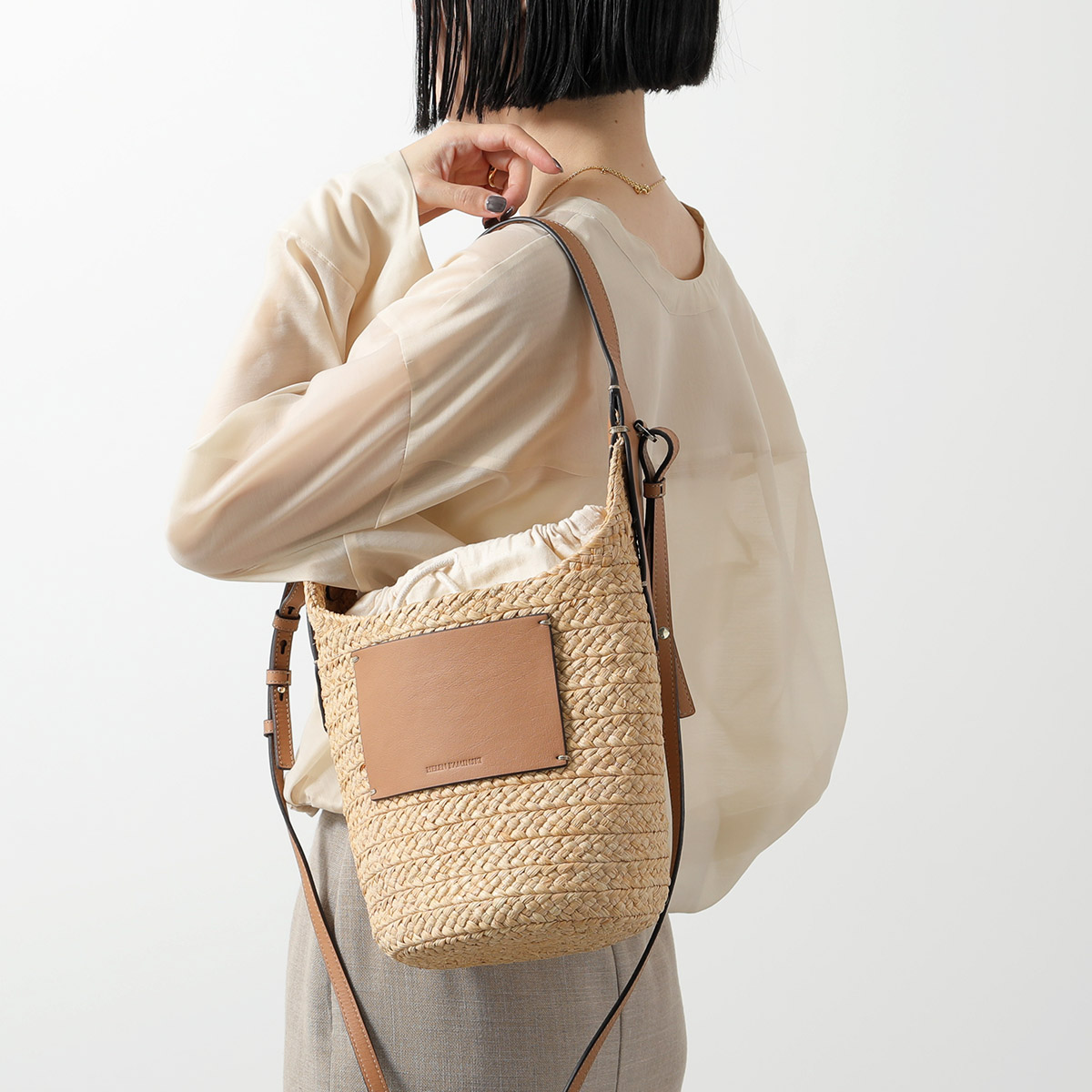 ヘレンカミンスキー ラフィア レザーコンビデザインバッグ A4サイズ