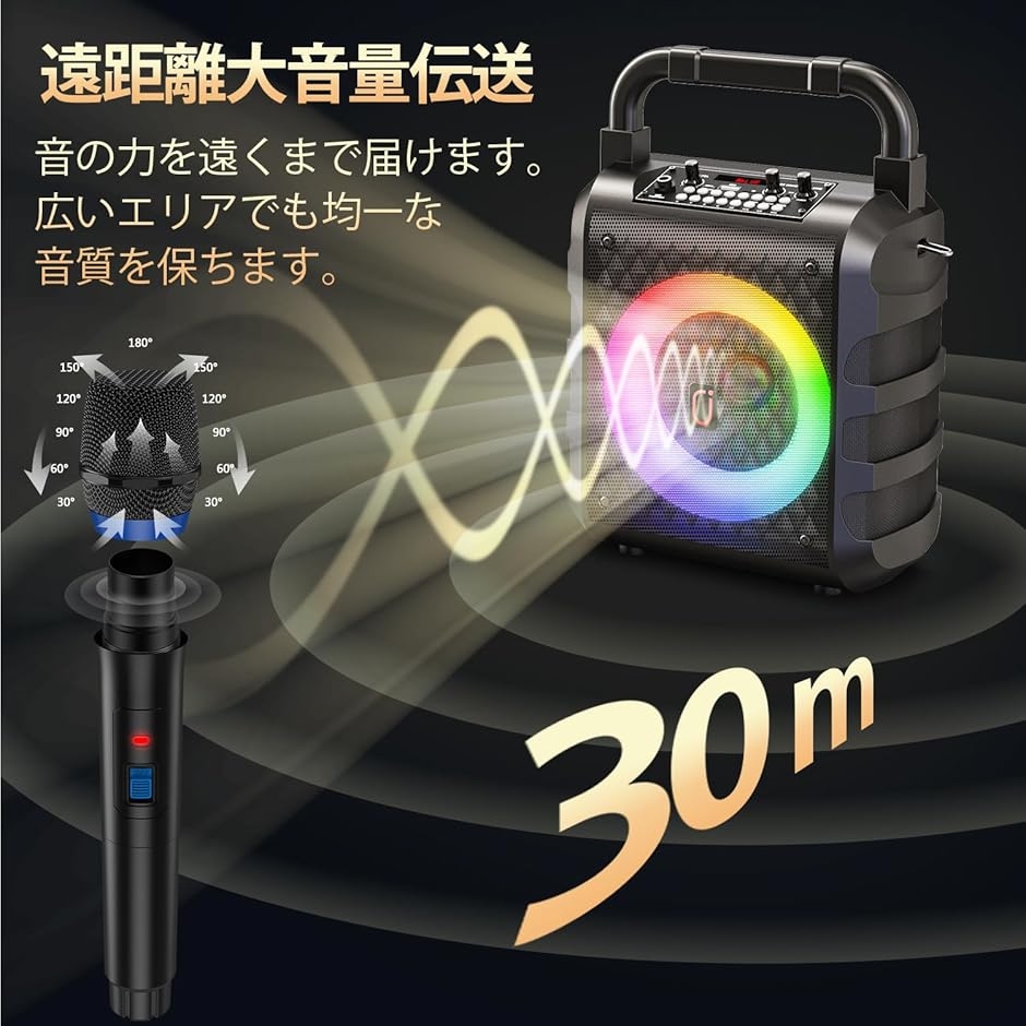 スピーカーセット カラオケセット 家庭用 拡声器 ワイヤレスマイク 2