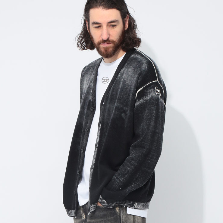DIESEL（ディーゼル） コットン プリント ニットカーディガン メンズ