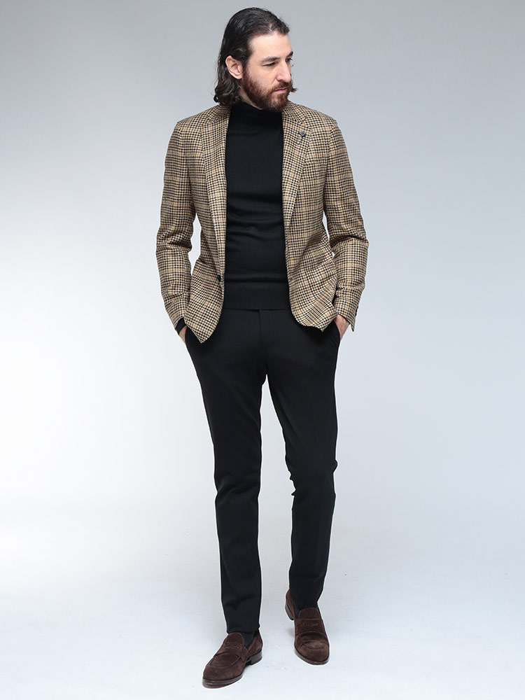 LARDINI（ラルディーニ） ウール カシミヤ グレンプレイド シングル