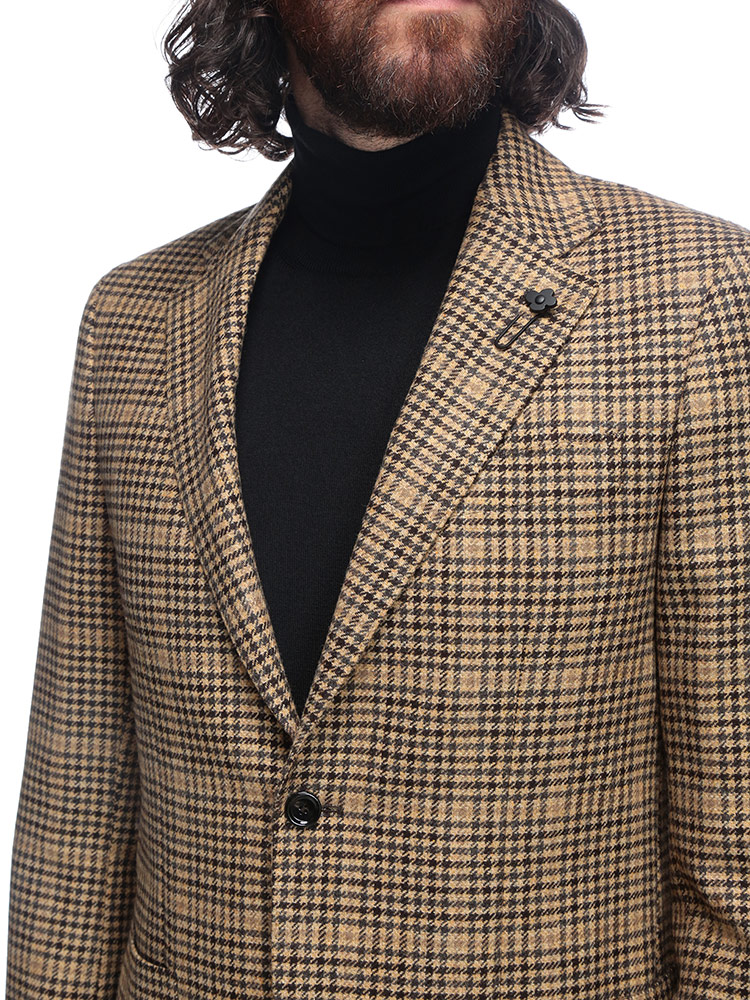 LARDINI（ラルディーニ） ウール カシミヤ グレンプレイド シングル