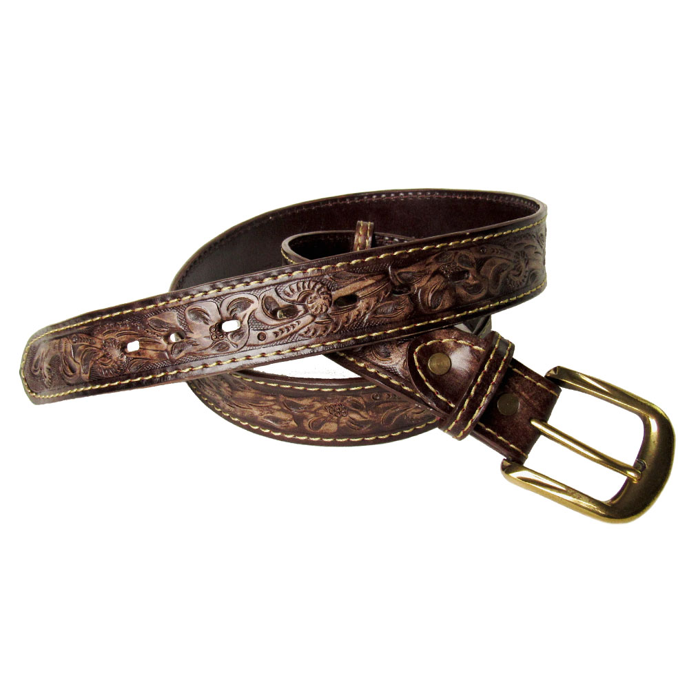 カービングベルト 本革 レザー ハンドメイド 手彫り ナチュラル/ダーク