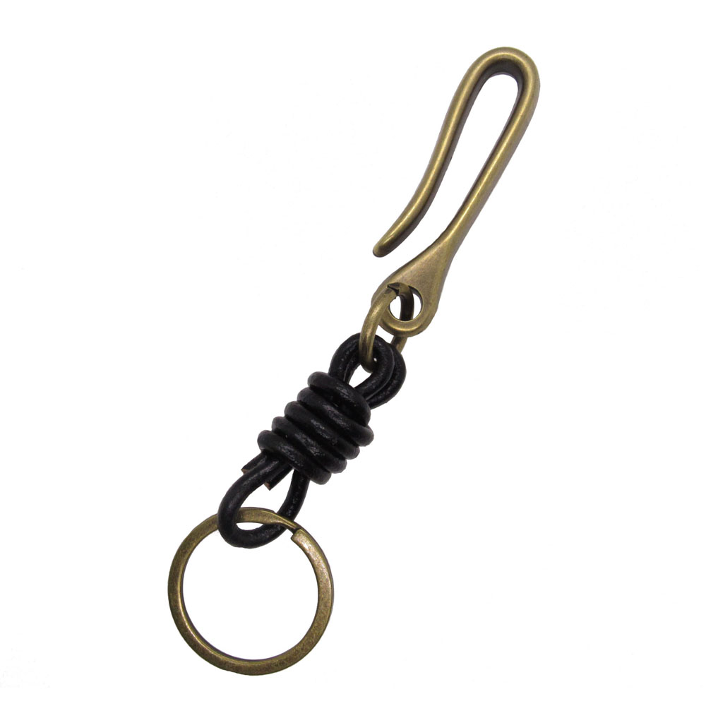 革紐 おしゃれ キーホルダー キーフック アンティークゴールド