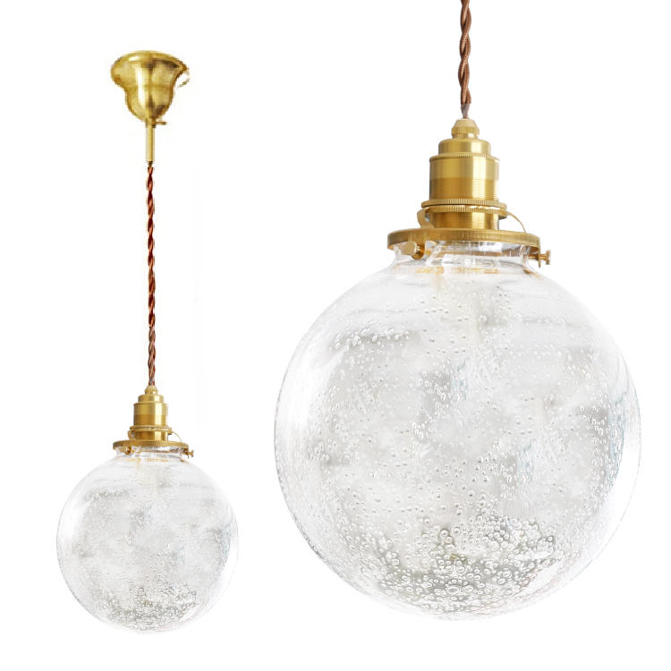 ペンダントライト 1灯 E26 ガラスシェード クリア フロスト バブル