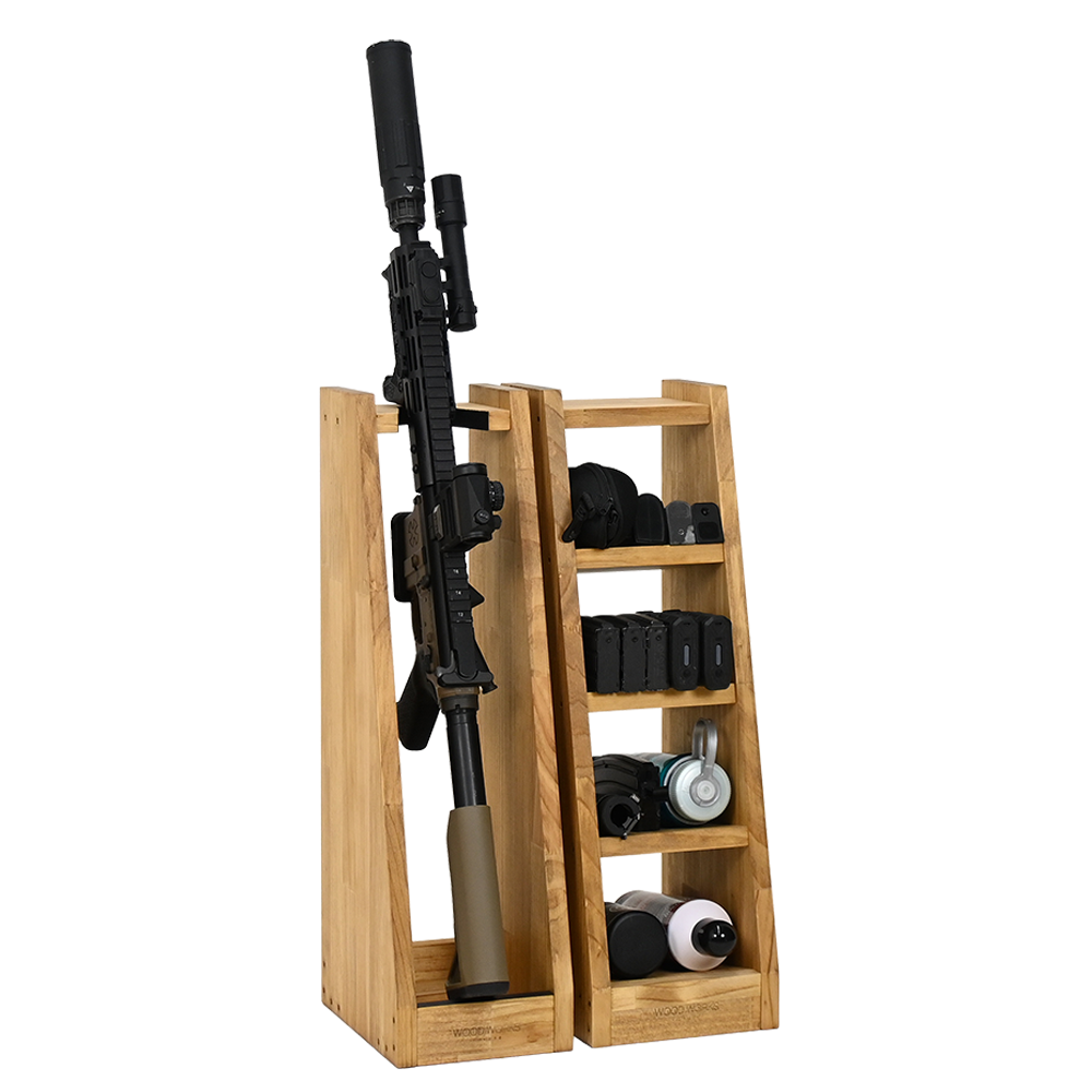 WOODWORKS ガンラック 1丁掛 + マガジンラック お得な2点セット 木製