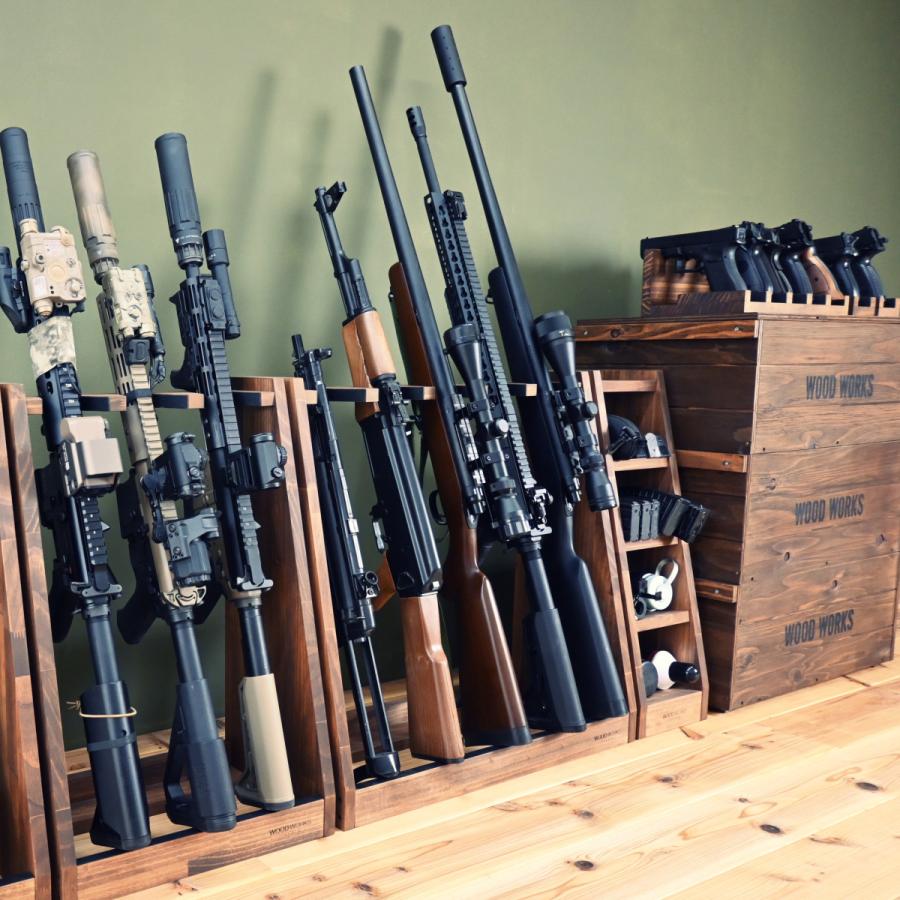 WOODWORKS ガンラック 5丁掛 ( 色：ブラウン ) 木製 日本製
