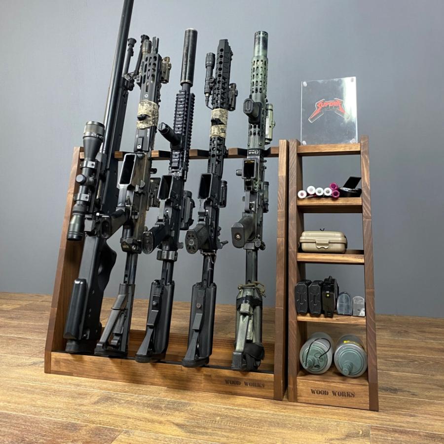 WOODWORKS ガンラック 5丁掛 ( 色：ブラウン ) 木製 日本製