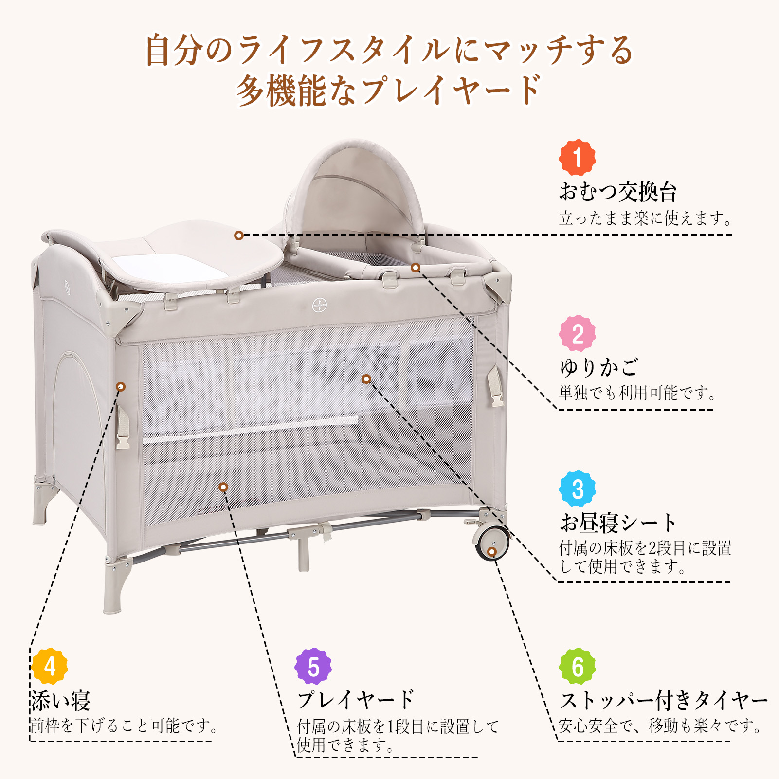 爆買 ベビーベッド 添い寝 折りたたみ ベビーサークル おむつ交換台