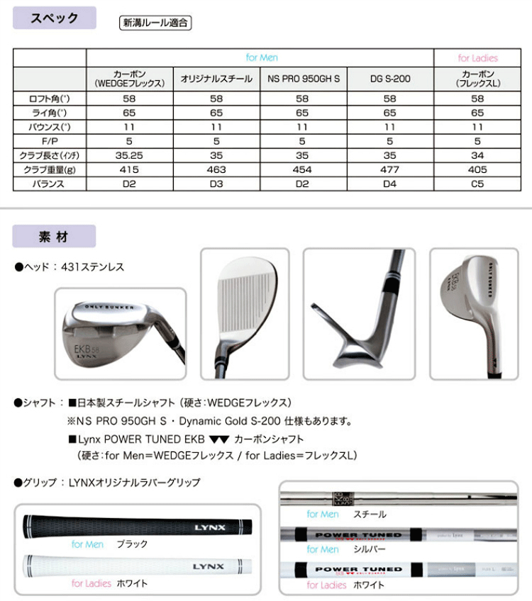 Lynx（リンクス） EKB 58 ウェッジ エクボ 58 カーボンシャフト