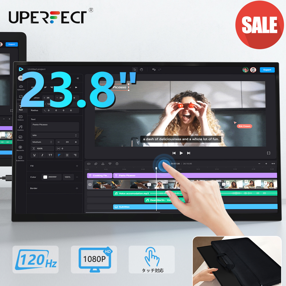 23.8インチ FHD 120Hz タッチパネル】モバイルモニター モバイル