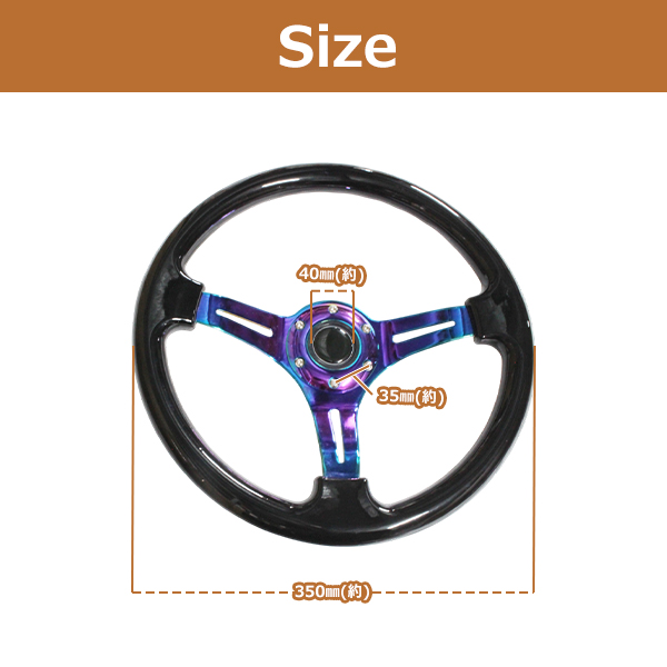 モモ形状 USDM ステアリング 黒×ネオクローム GRIP ROYAL/AVENUE/momo