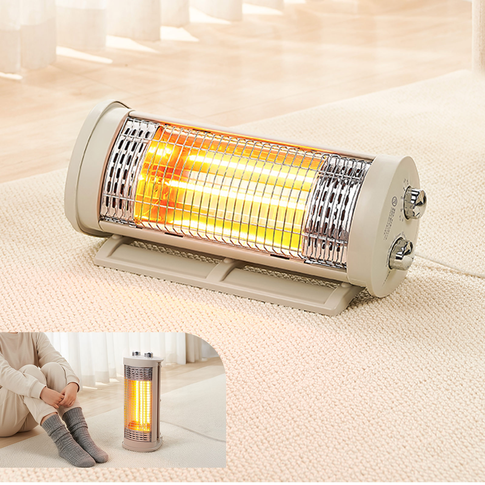 ONE STEP 電気ストーブ 省エネ タイマー付き 電気ヒーター カーボン