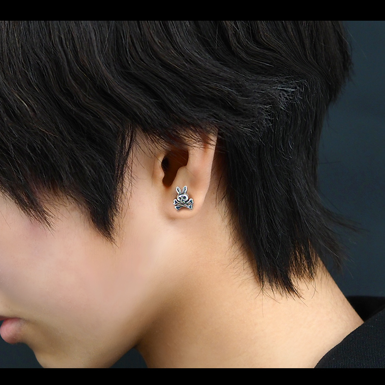 ピアス メンズ うさぎ 兎 スカルボーン シルバー925 pi0566 片耳用売り