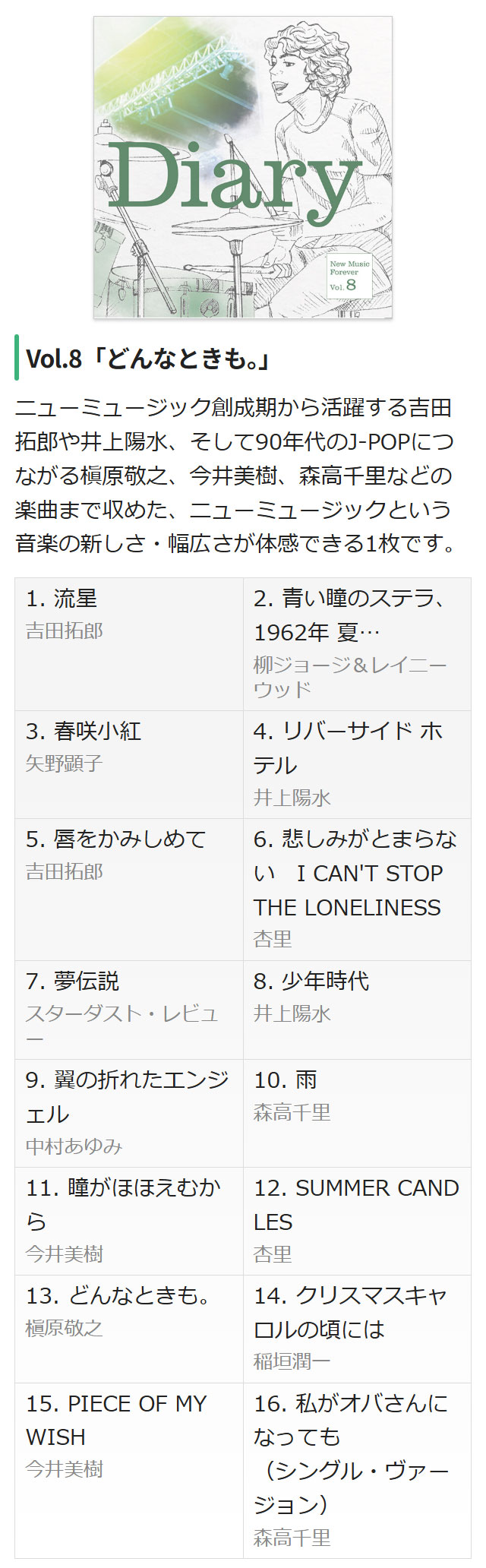 永遠のニューミュージック大全集〜Diary〜 CD全10巻170曲 : ユーキャン