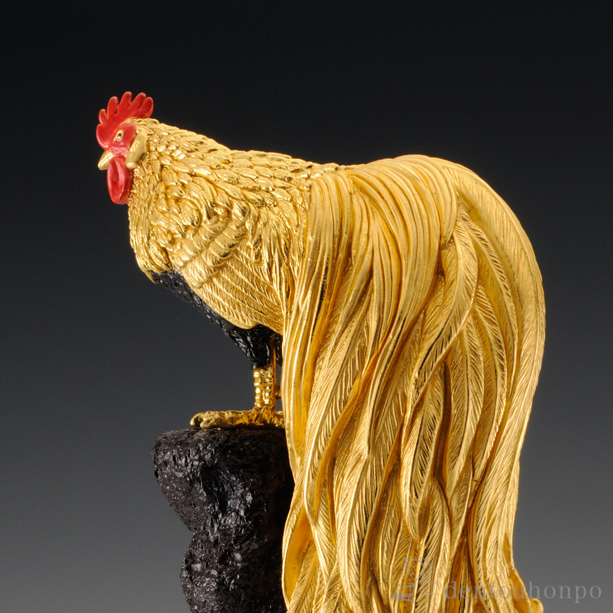純金 尾長鶏 彩色 80g ( 木札名入れ有料 高級 コレクション 美術品