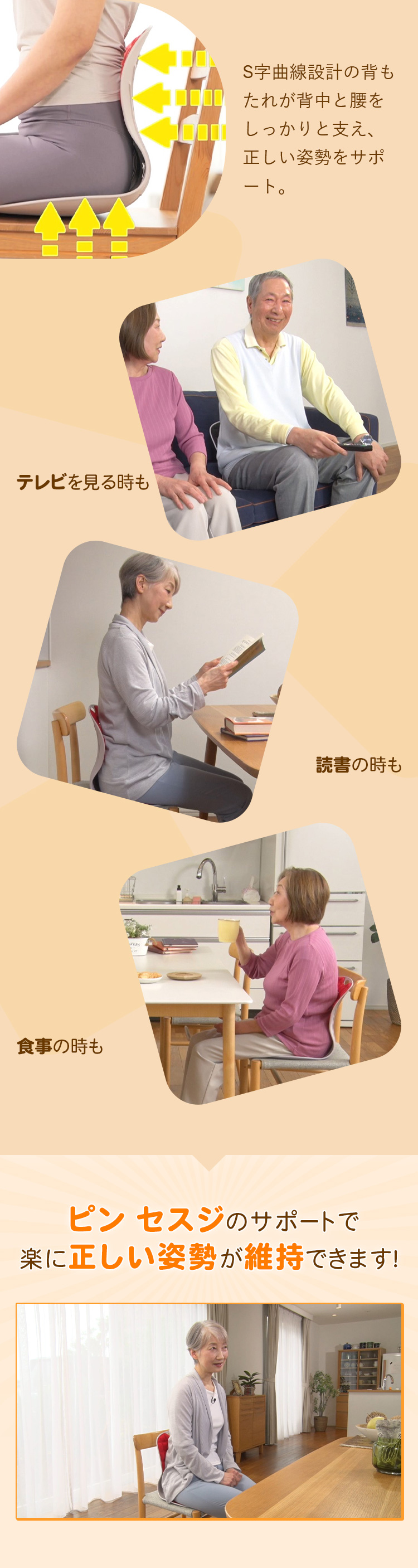 ピン セスジ 椅子 綺麗 姿勢 サポート 韓国 新感覚 美姿勢 スタイル