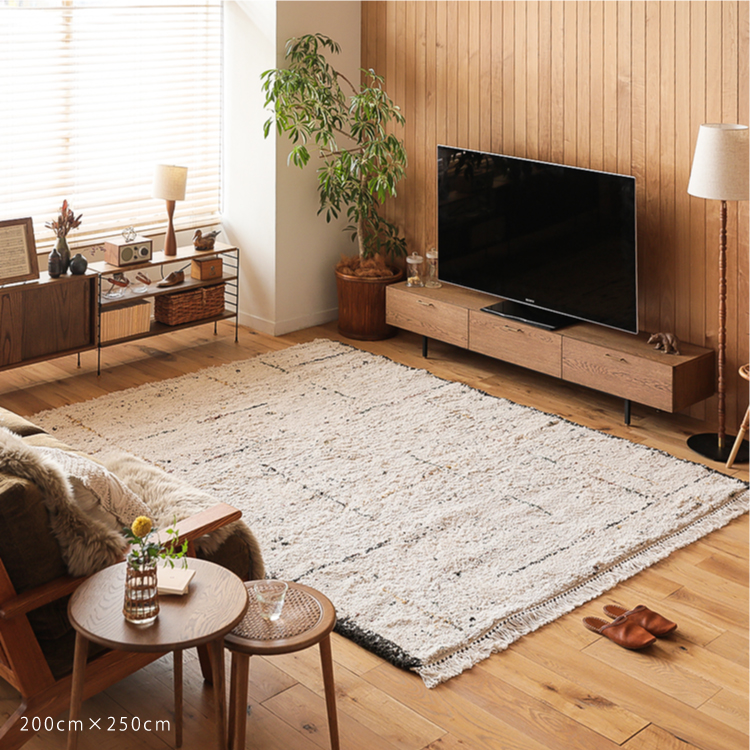 ラグマット BIANCA LINE-DOT 200×250 ウィルトン織り 長方形 ホット