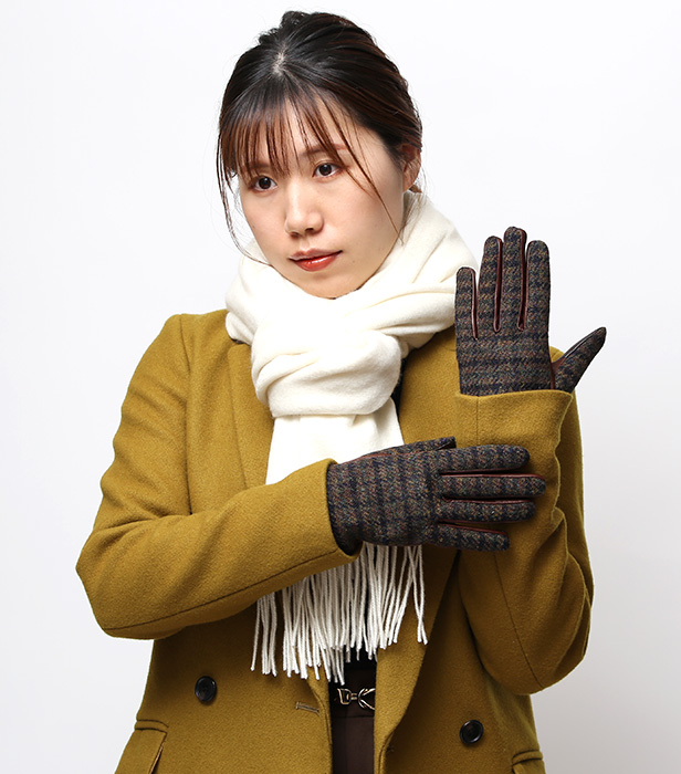 HARRIS TWEED（ハリスツイード） 手袋 レディース スマホ対応 ブラウン