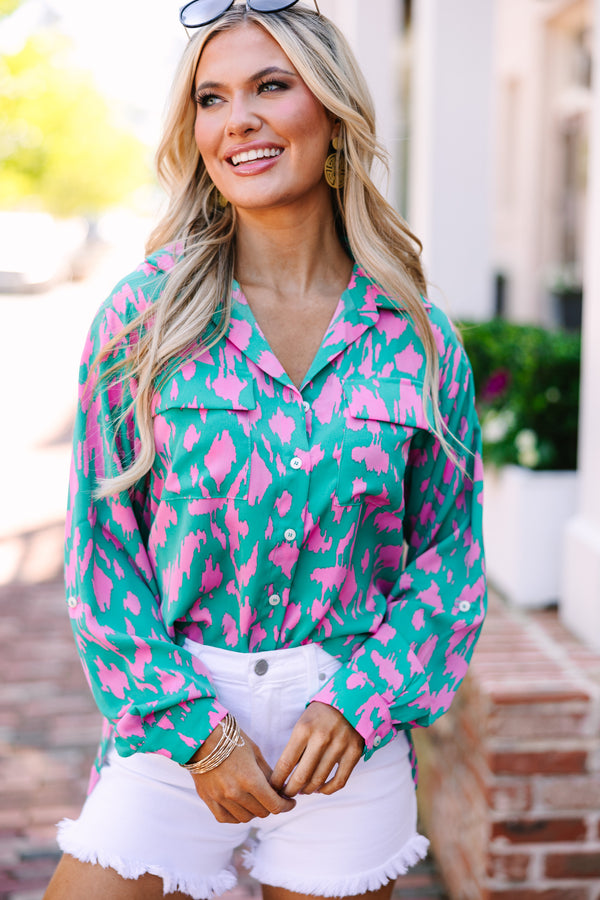 All The Good Emerald Green Abstract Blouse – Shop the Mint