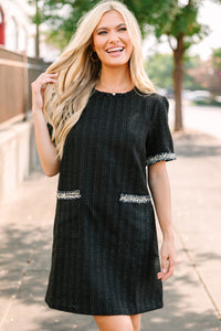 On Time Black Tweed Mini Shift Dress – Shop the Mint