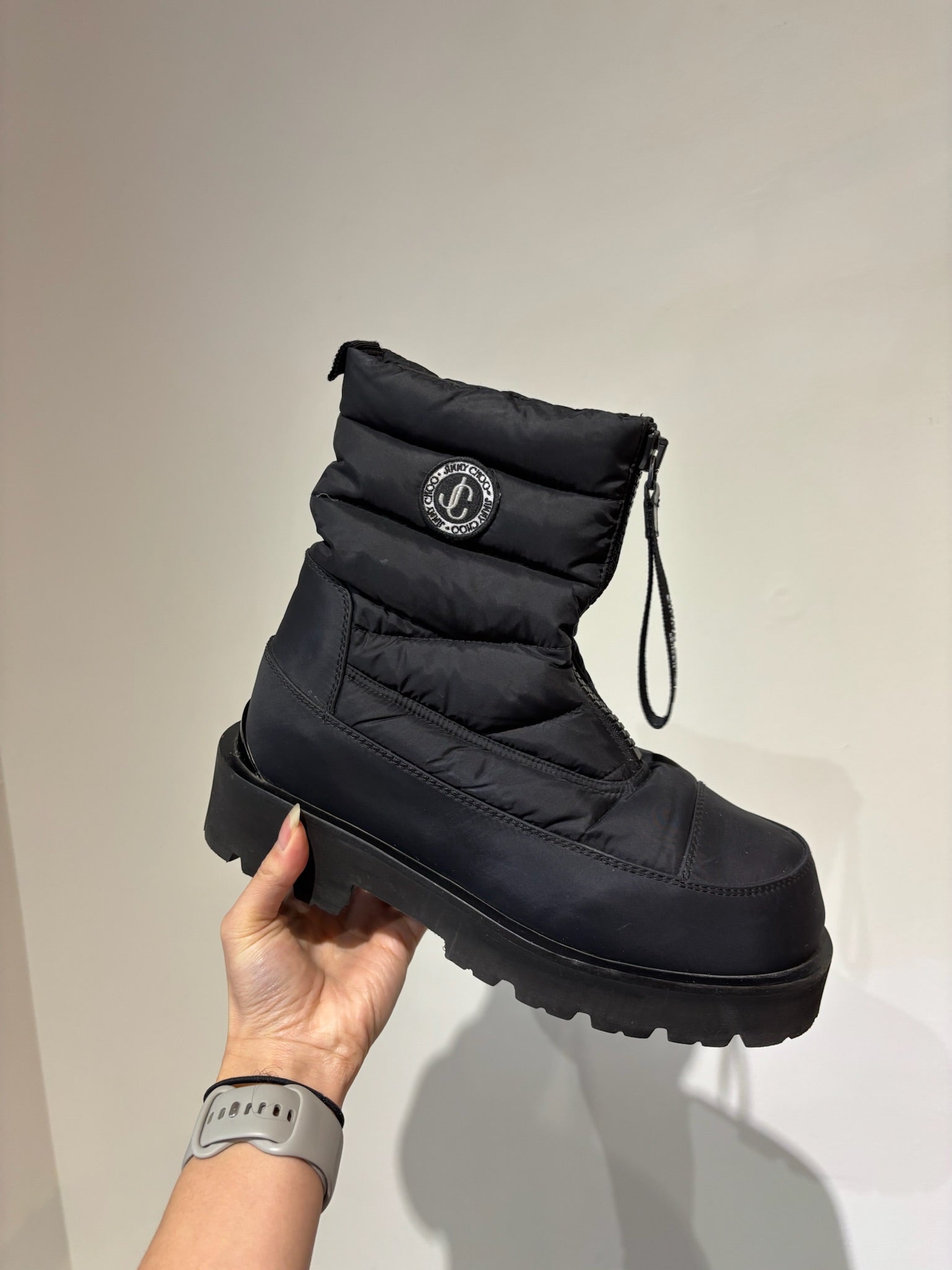 Jimmy Choo Kai Flat Padded Boots, Black, 39.5 - The Recollective