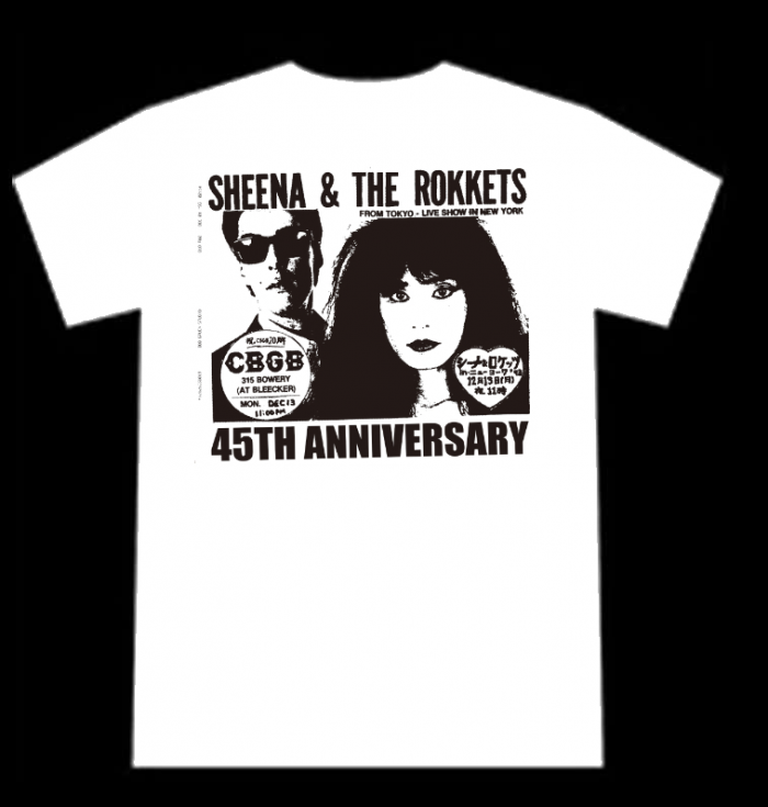 シーナ＆ロケッツ45周年記念Tシャツ-ホワイト ※バックプリント入り