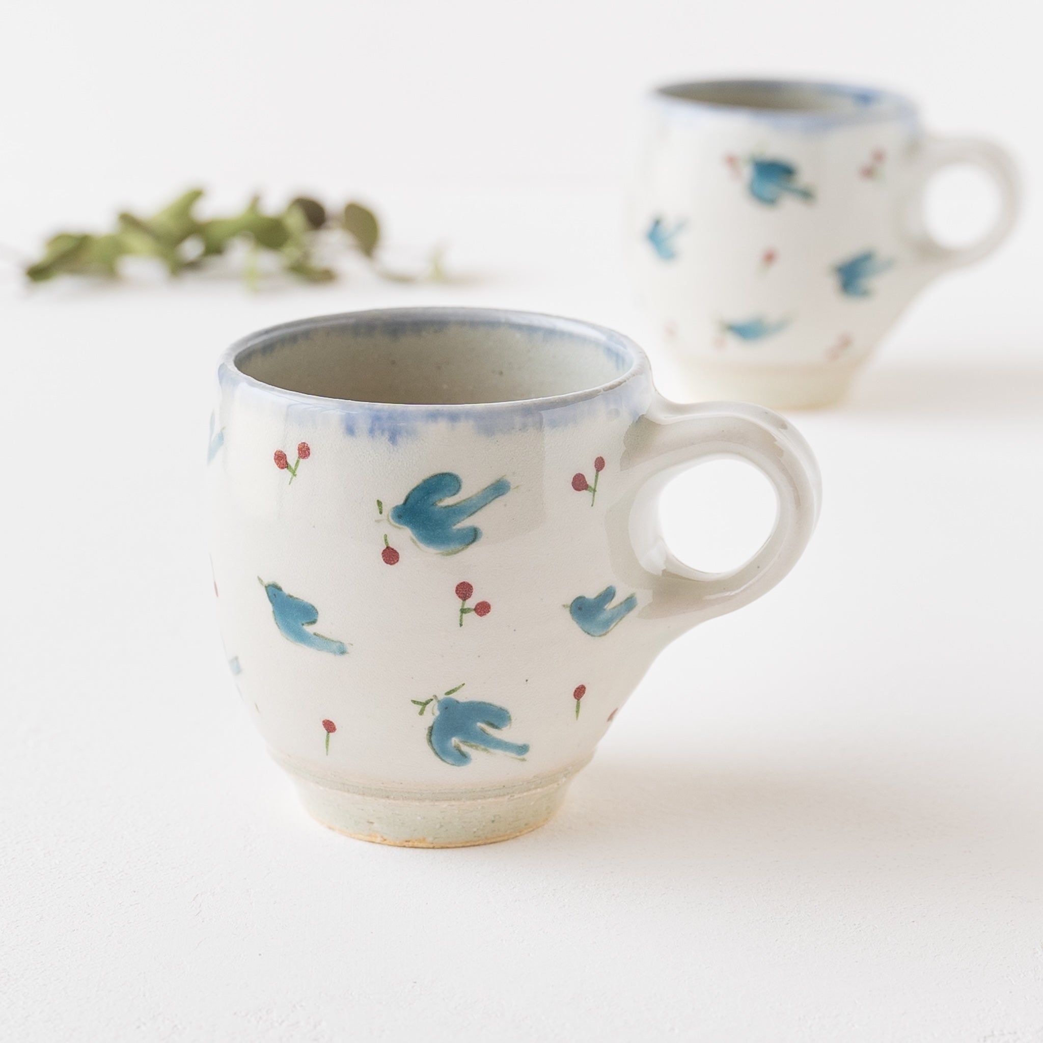 作家 鈴木あかね しののめ窯 丸マグカップ 青い鳥｜作家もののうつわ