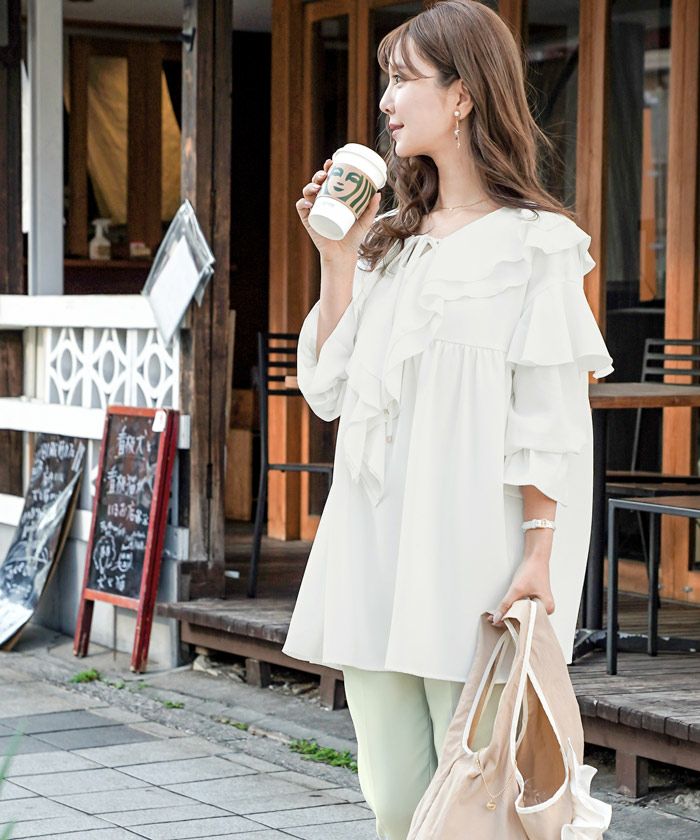 チュニック フリルカラー キャンディースリーブ le reve vaniller 全2