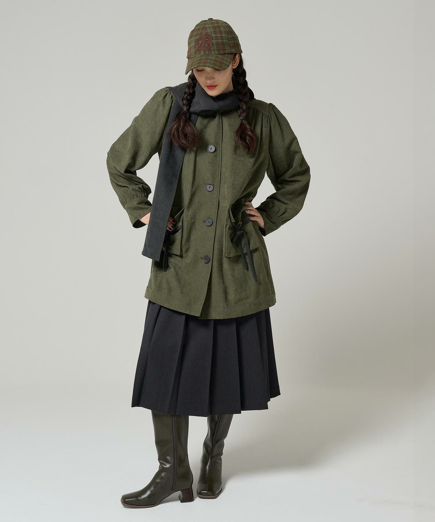 ストール付き フーディーコート TINA：JOJUN 全2色｜tnj131-0892【3