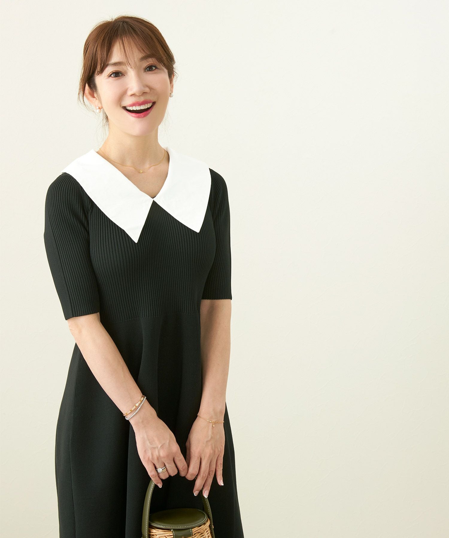 襟付き ニット ワンピース Liala×PG 全2色｜lpg321-1934【1