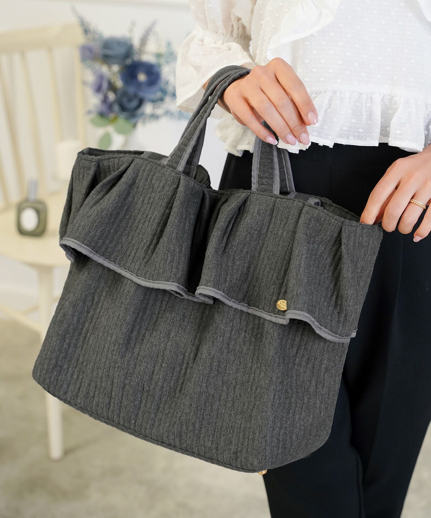 フリルヘム ヌビ トートバッグ le reve vaniller 全5色｜lvn922-2050