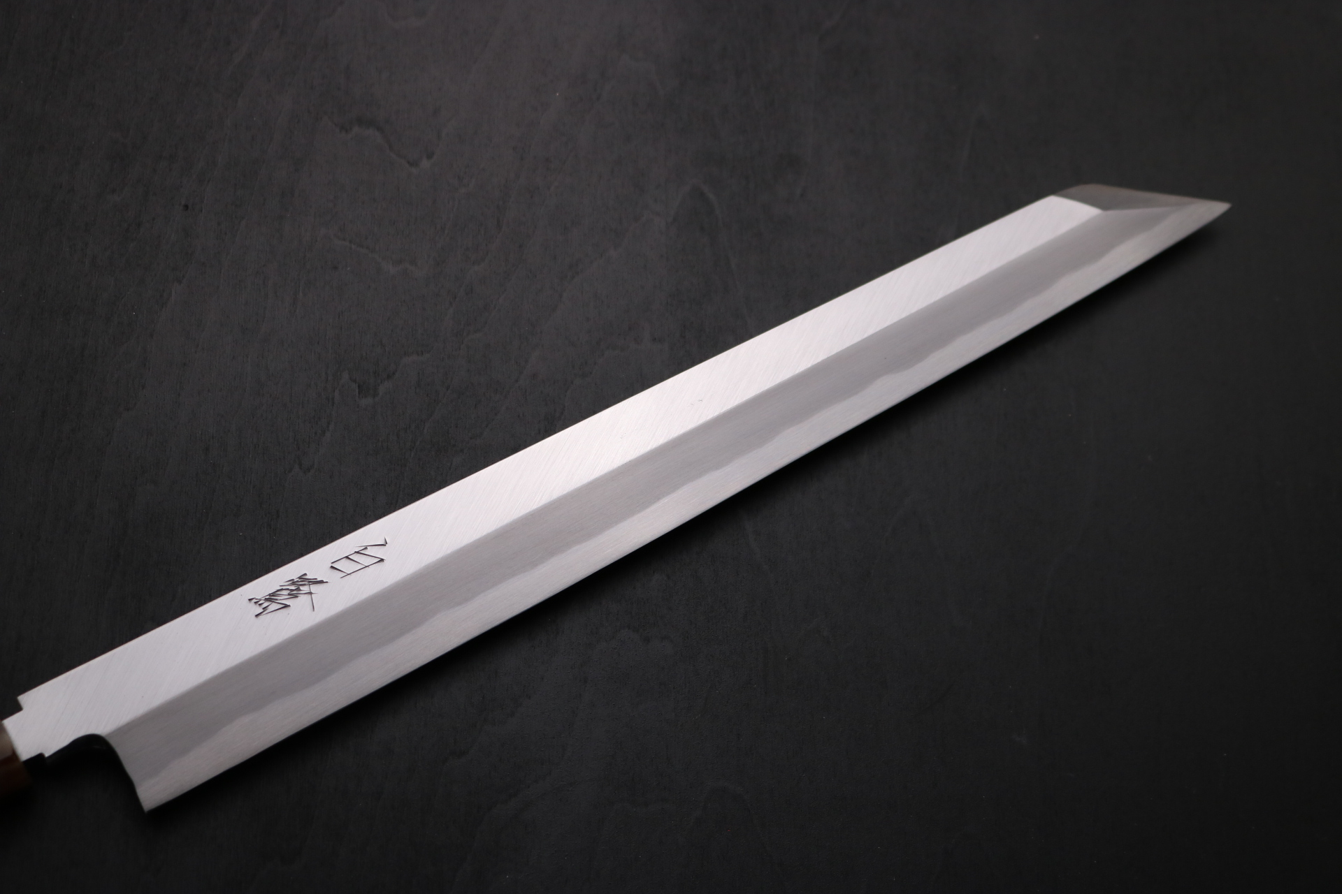 森本光一作 左用 刺身 切付 青鋼 紋鍛錬 尺 紫檀白水牛八角柄 森本光一