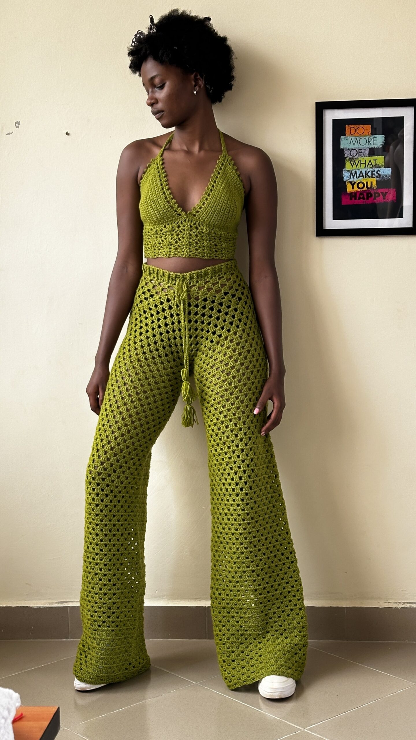 Wide leg granny stitch crochet pants - Shyler Crochets