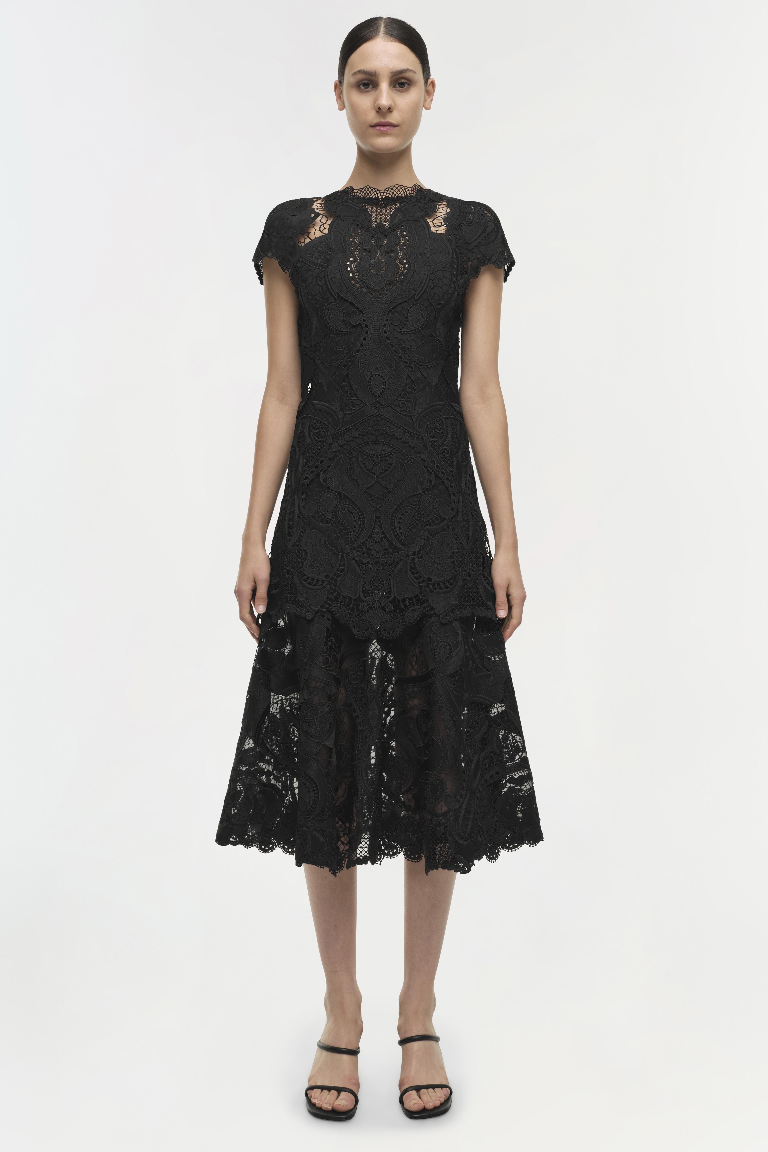 Core Laura Lace Midi Dress - Black | SIMKHAI