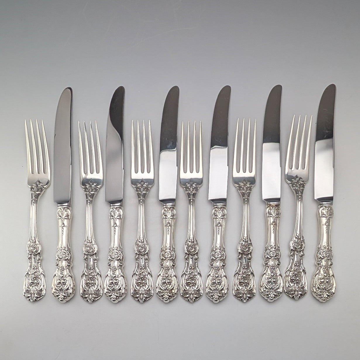 米国ヴィンテージ 総純銀製 ディナーカトラリー6ペア 670g Reed&Barton