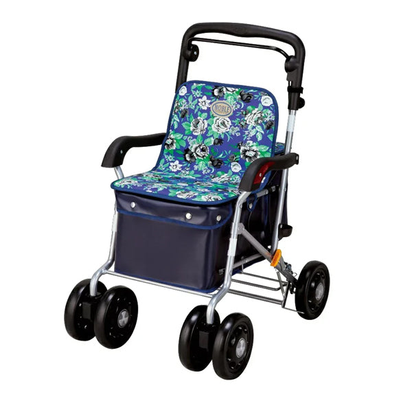 ユーバ産業 SUWAREL シルバーカー ショッピングカート 花柄ネイビー