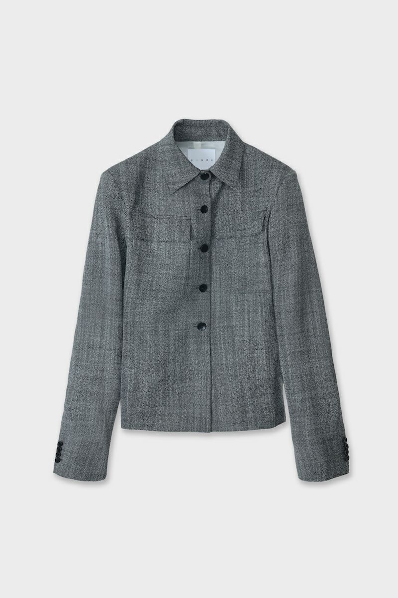 CINOH - WOOL SHIRT JACKET / ウールシャツジャケット (トップグレー